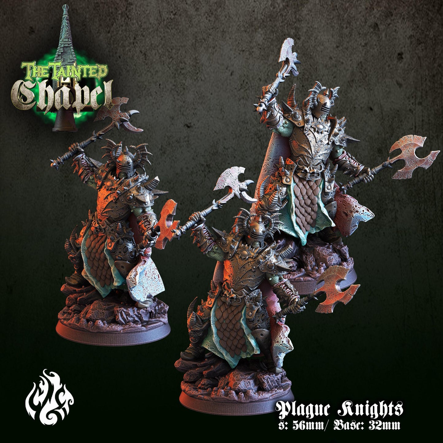 Plague Knights set of 2 3d printed proxie Wargames comes with 32mm base