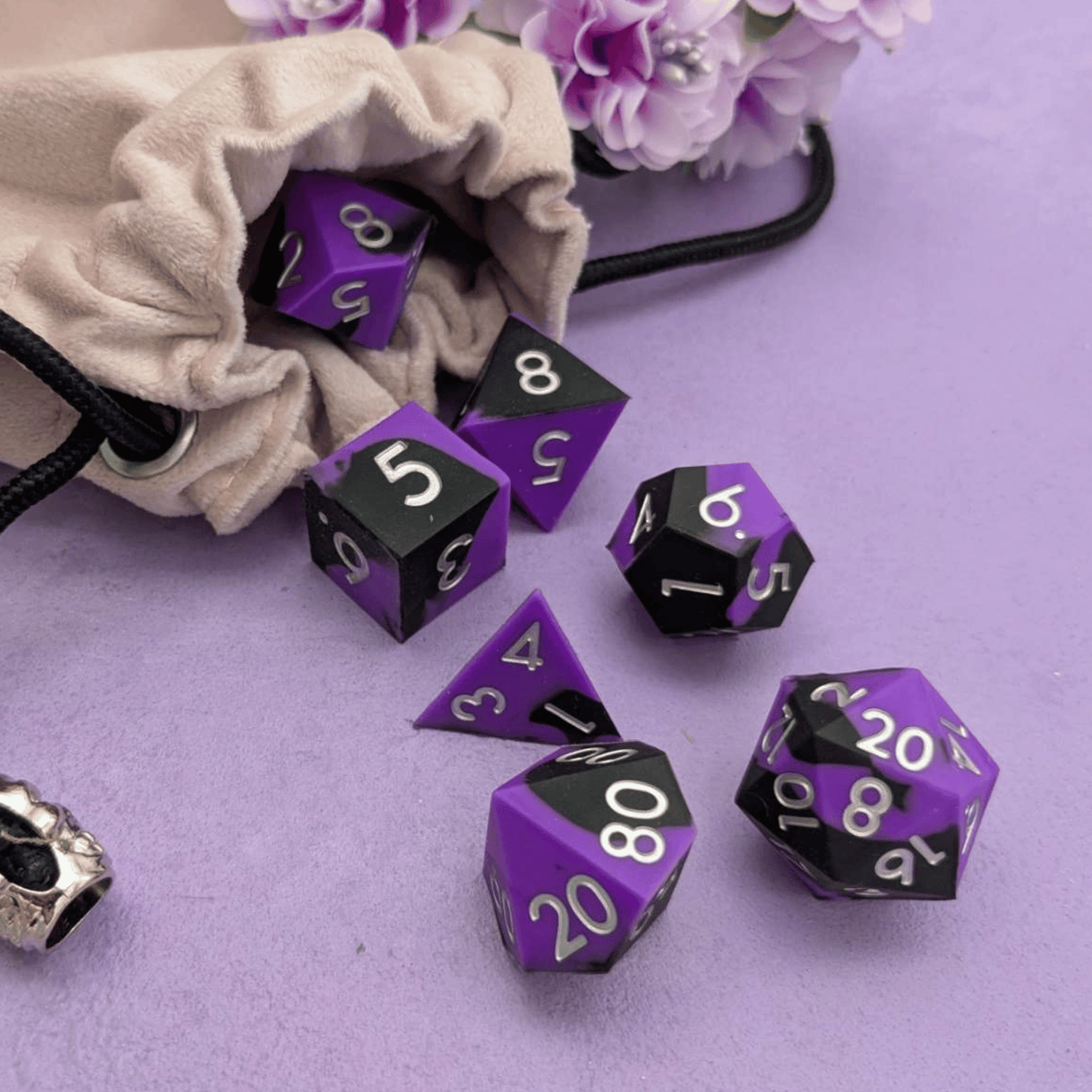 Sneak Attack | Purple and Black Silicone Dice Set
