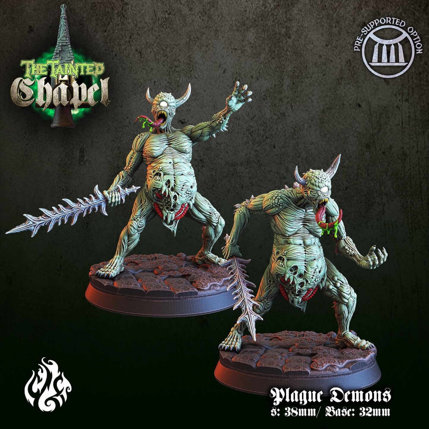 Plague Demons set of 2 3d printed proxie Wargames comes with 32mm base