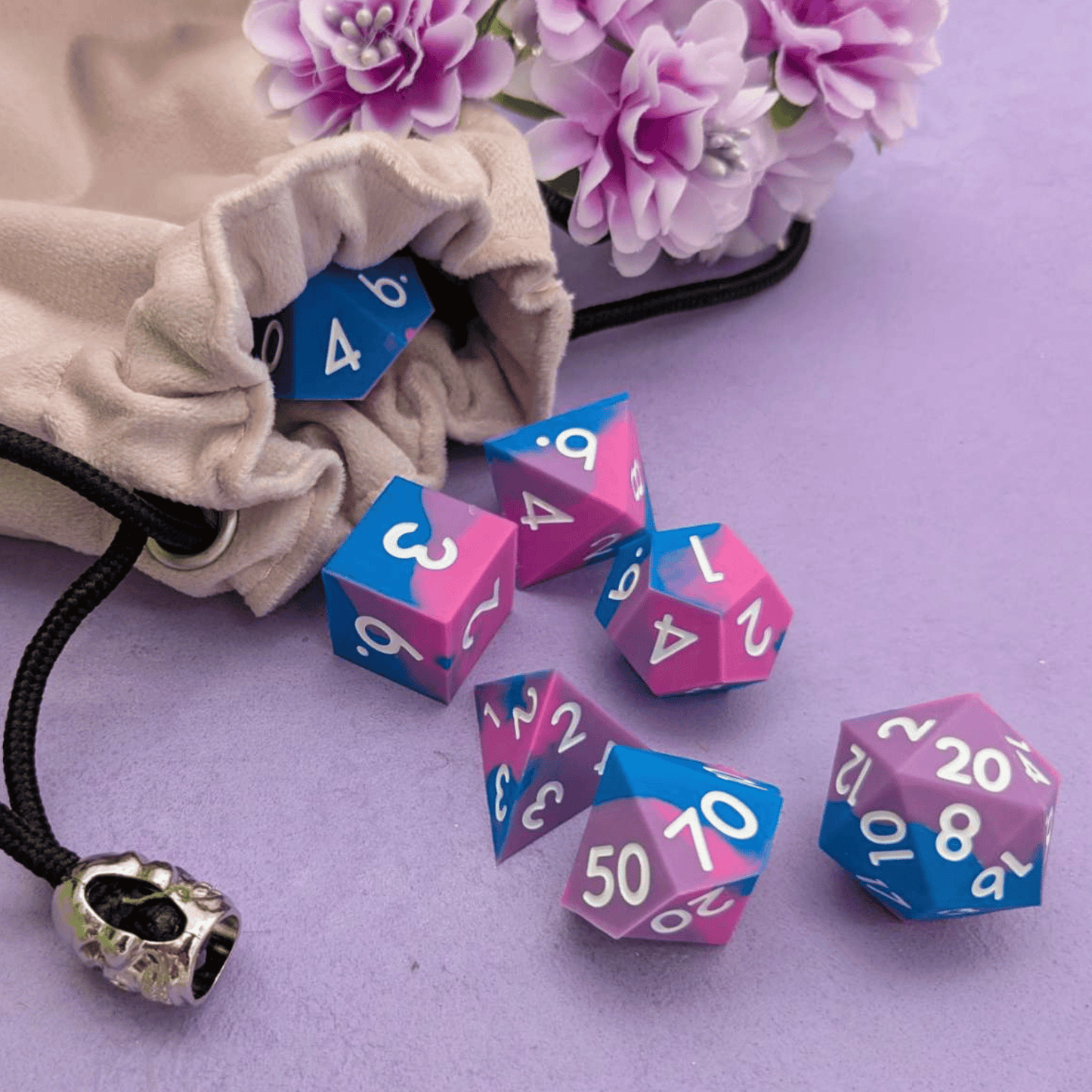 Charm | Blue and Pink Silicone Dice Set