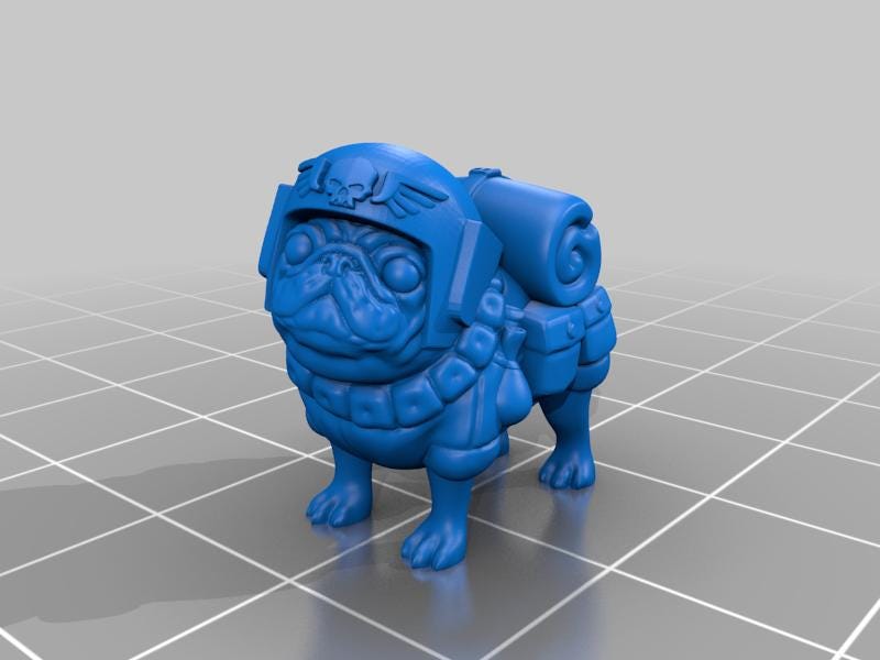 Pug Marines set of 4 3d printed proxie Wargames comes with 25mm base
