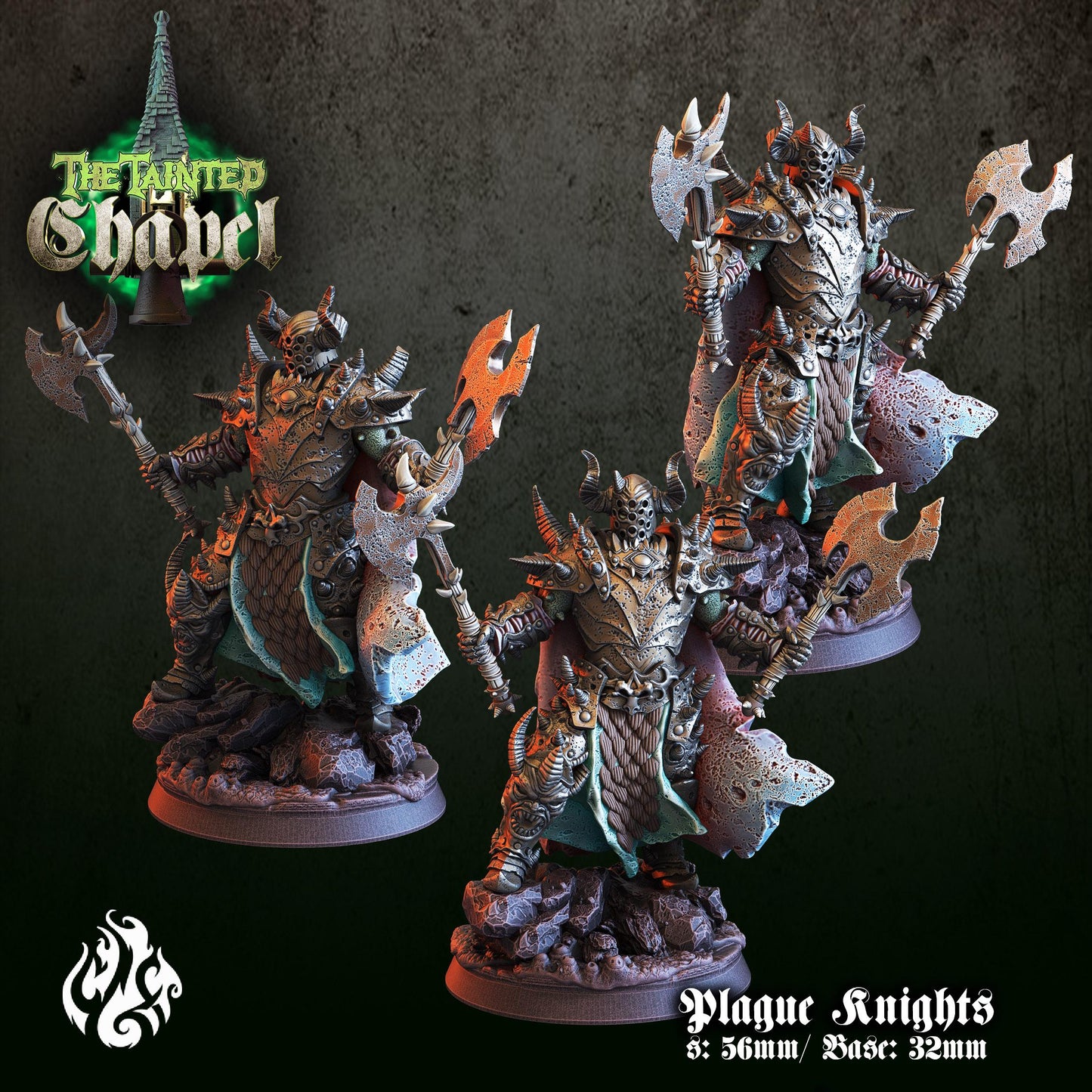 Plague Knights set of 2 3d printed proxie Wargames comes with 32mm base