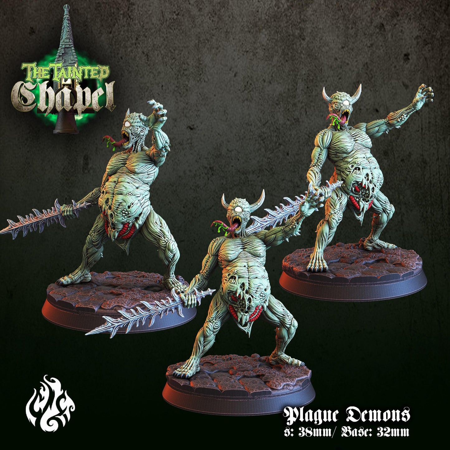 Plague Demons set of 2 3d printed proxie Wargames comes with 32mm base