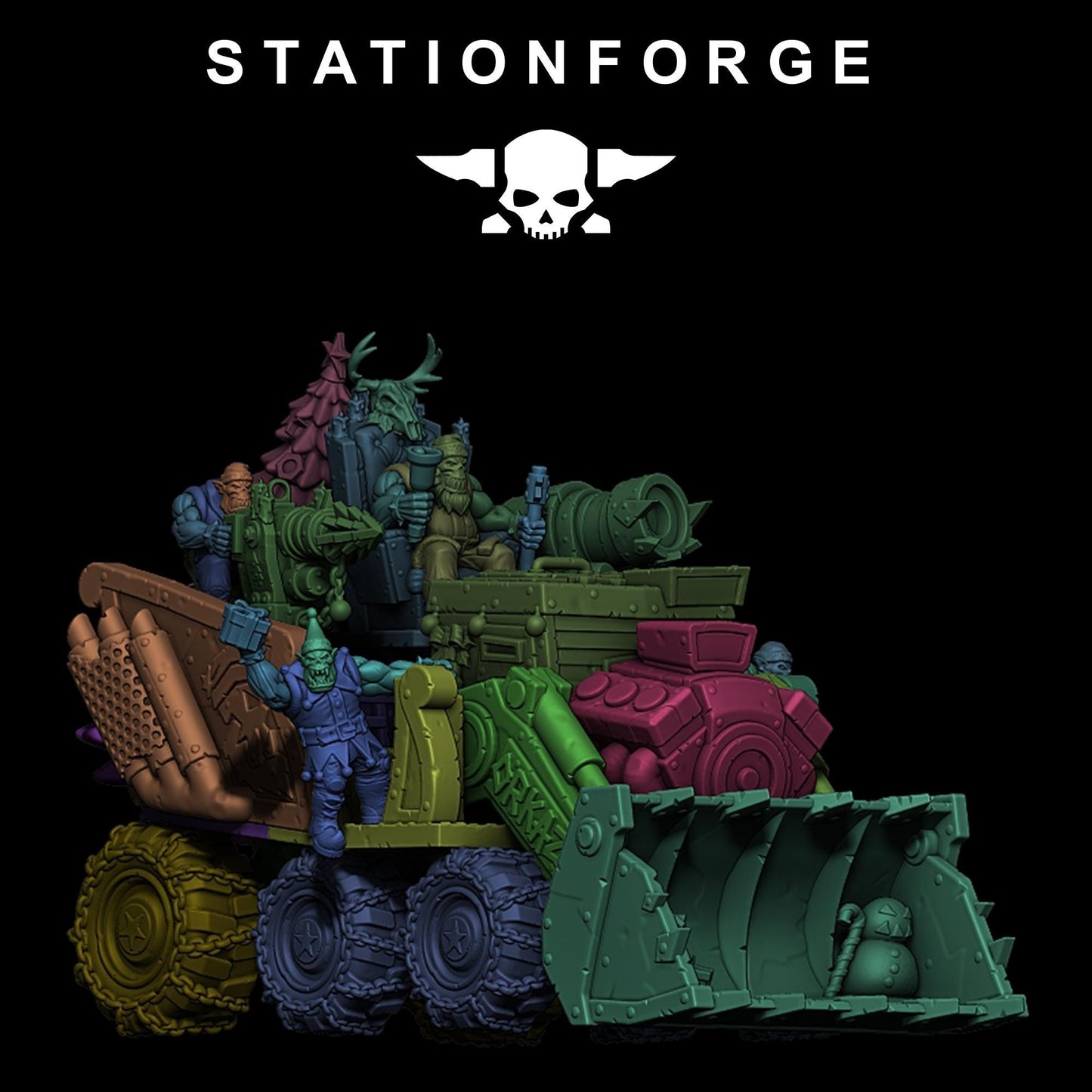 Station forge Orkaz Festivator Proxy minitures Tabletop RPG Wargaming 130mm base all in