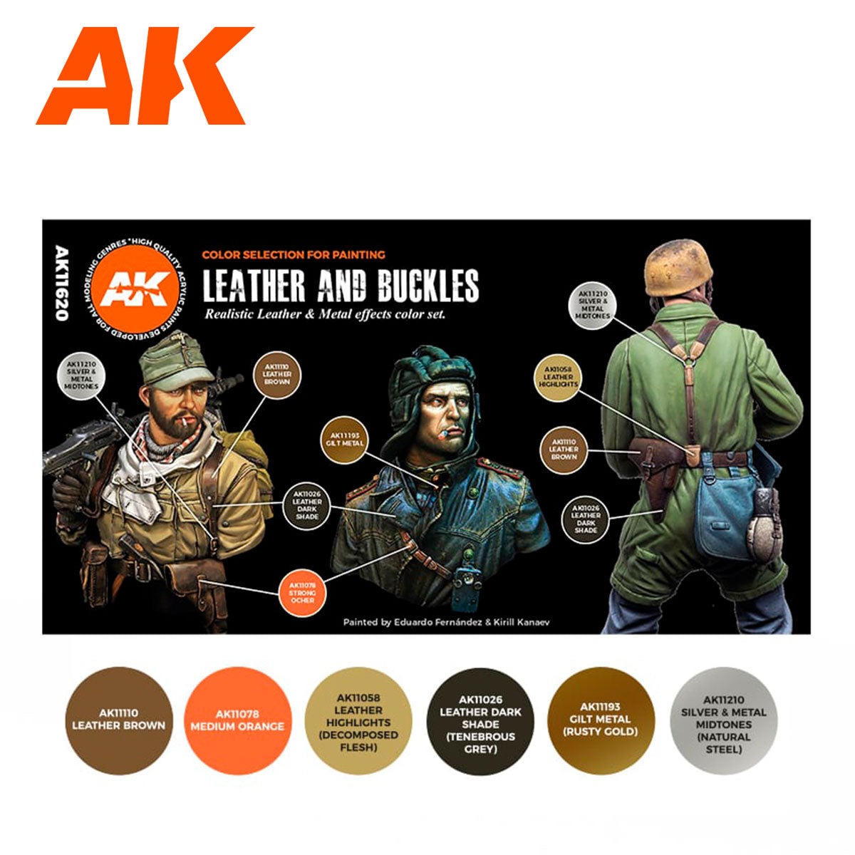 AK Interactive 3rd Gen Figure Paint Set - Leather and Buckles (AK11620)