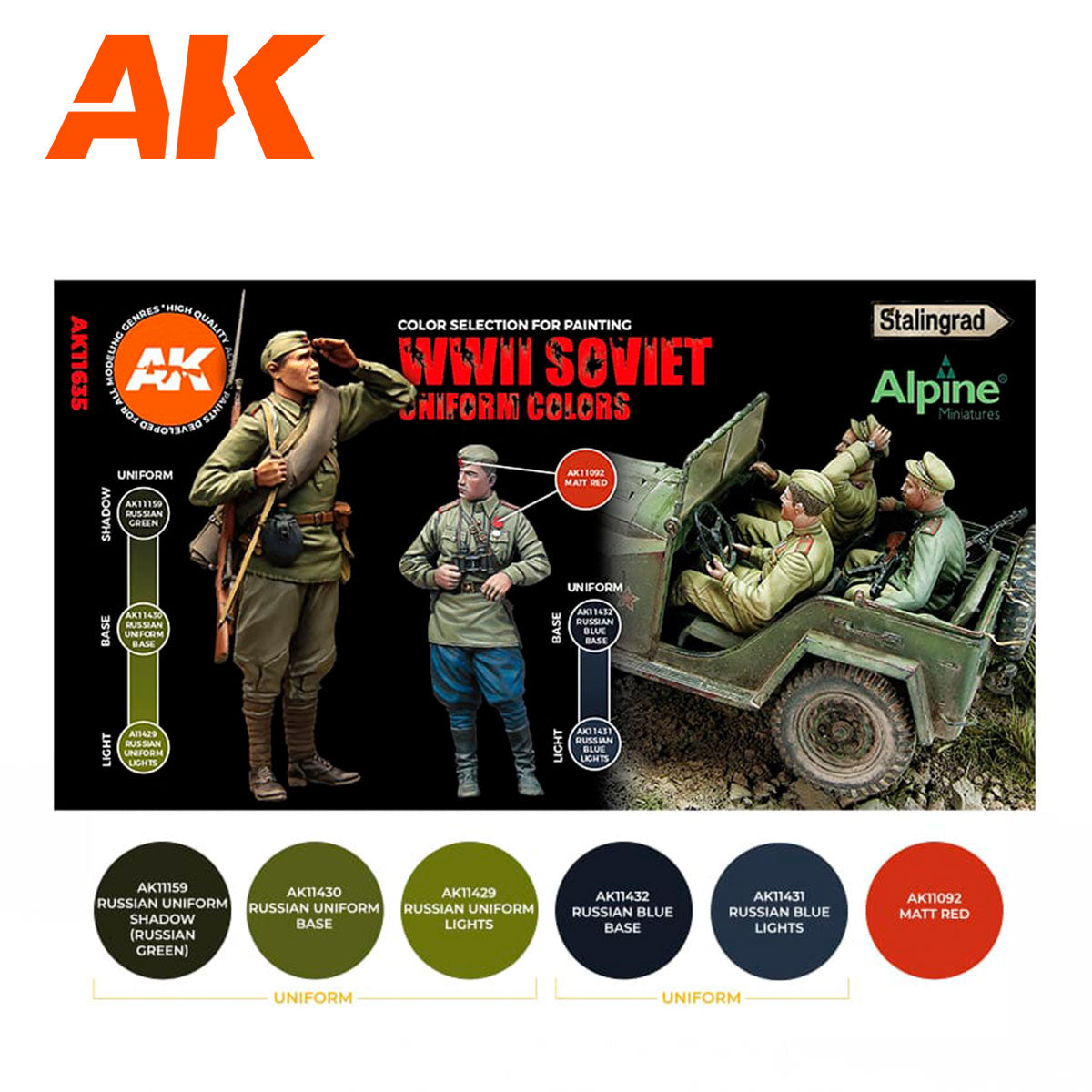 AK Interactive 3rd Gen Figure Paint Set - Soviet WWII Uniform Colors (AK11635)