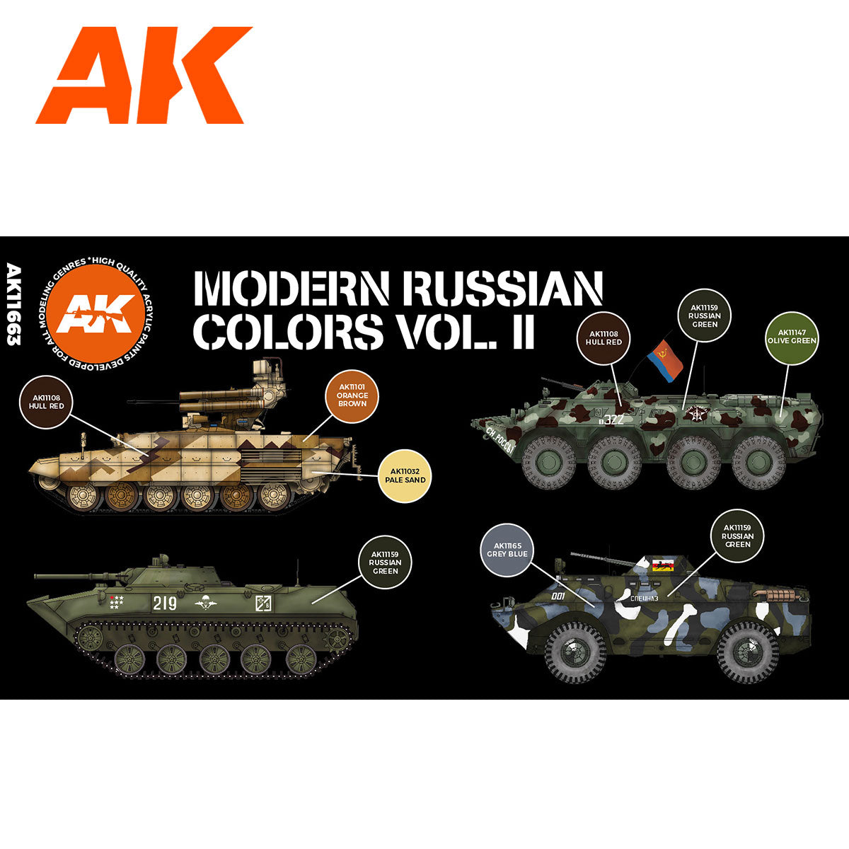 AK Interactive 3rd Gen AFV Paint Set - Modern Russian Colors Vol 2 (AK11663)