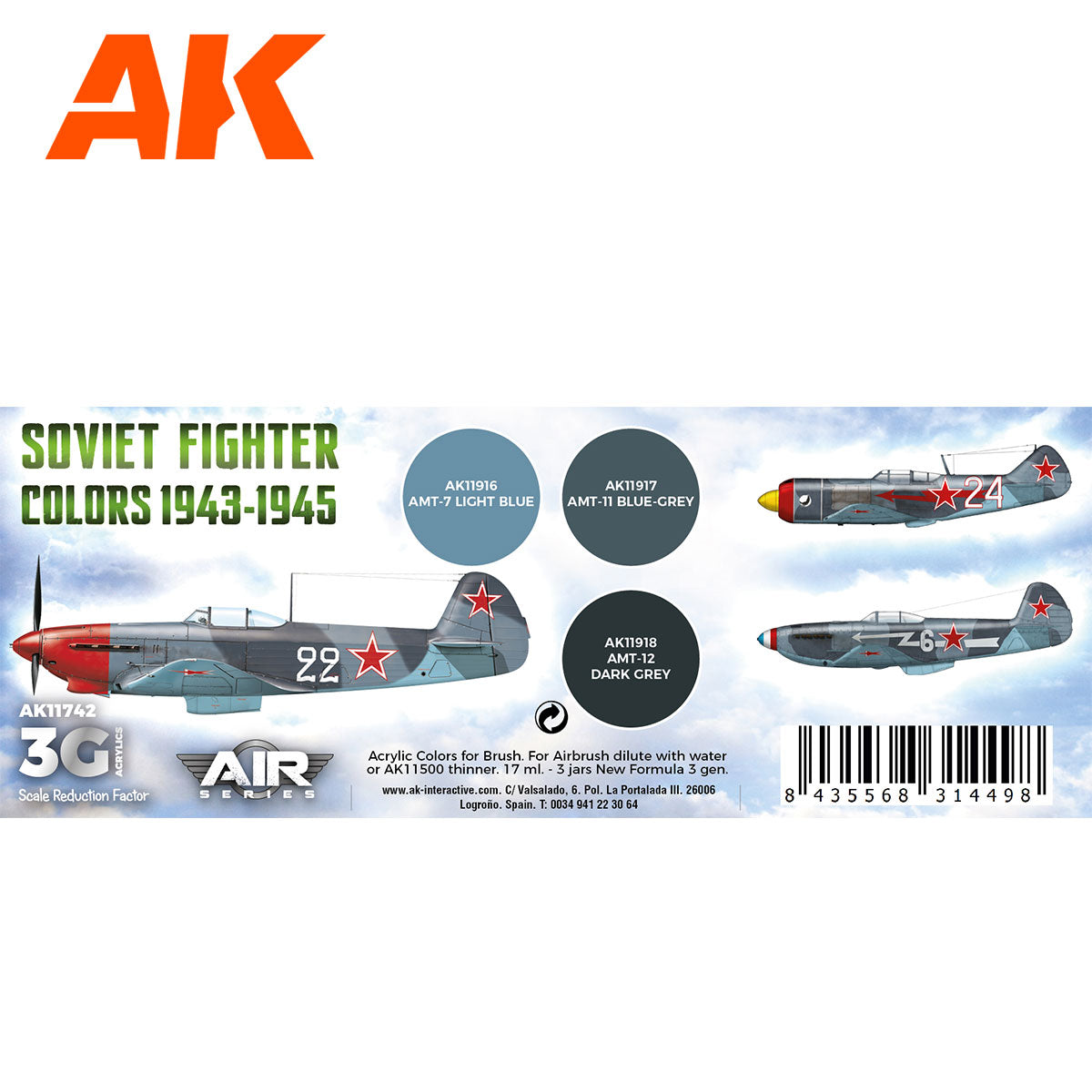 AK Interactive - Soviet Fighter Colors 1943-1945 Set (AK11742)