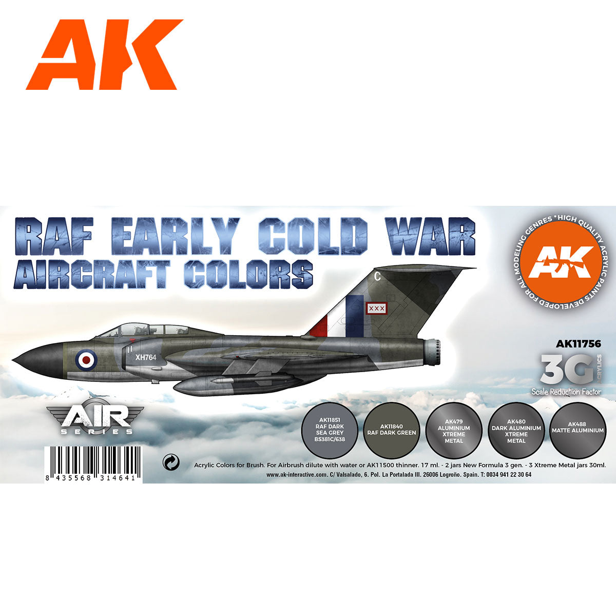 AK Interactive 3rd Gen Aircraft Paint Set - Early Cold War RAF Aircraft Colors Set (AK11756)