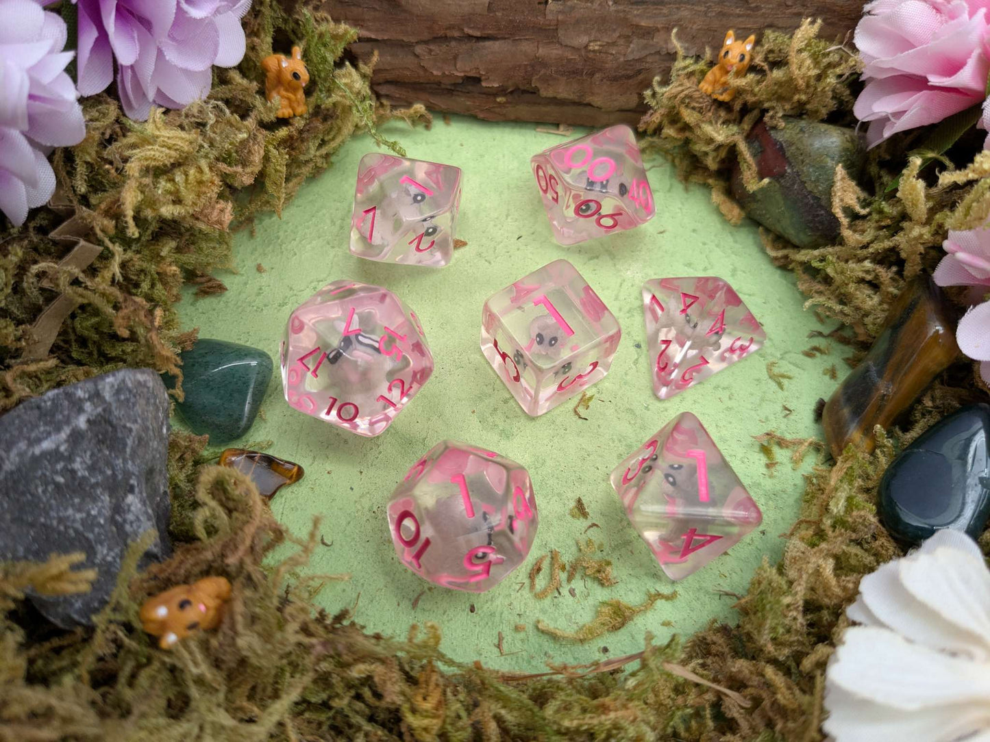 Pink Bunny Inclusion Dice Set