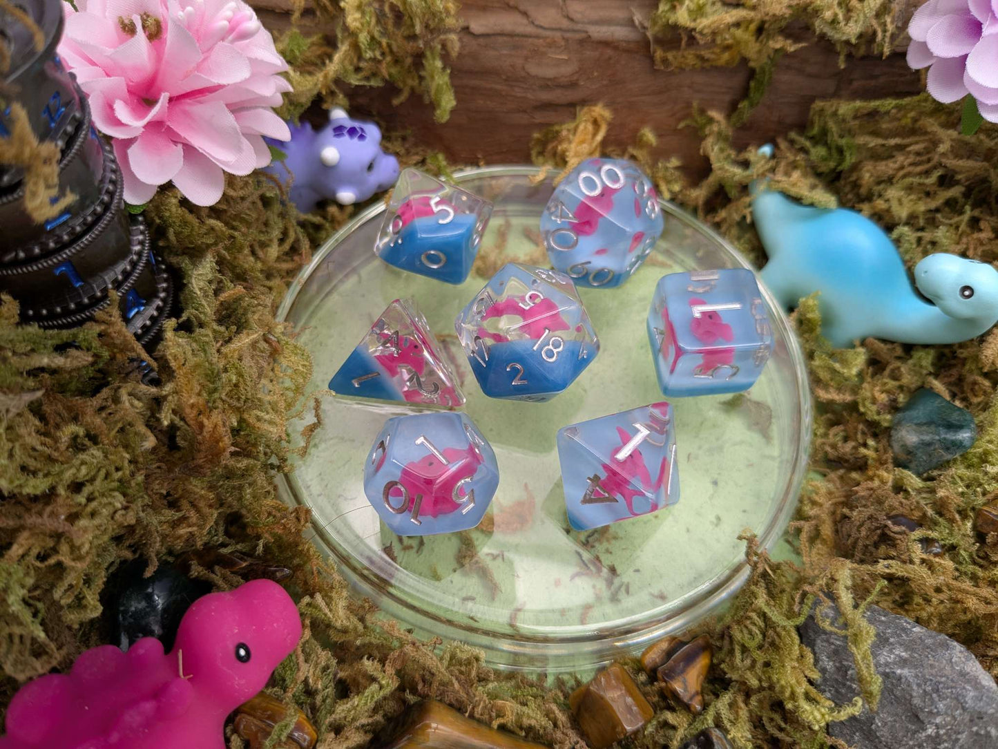Pink Pterodactyl Inclusion Dice Set