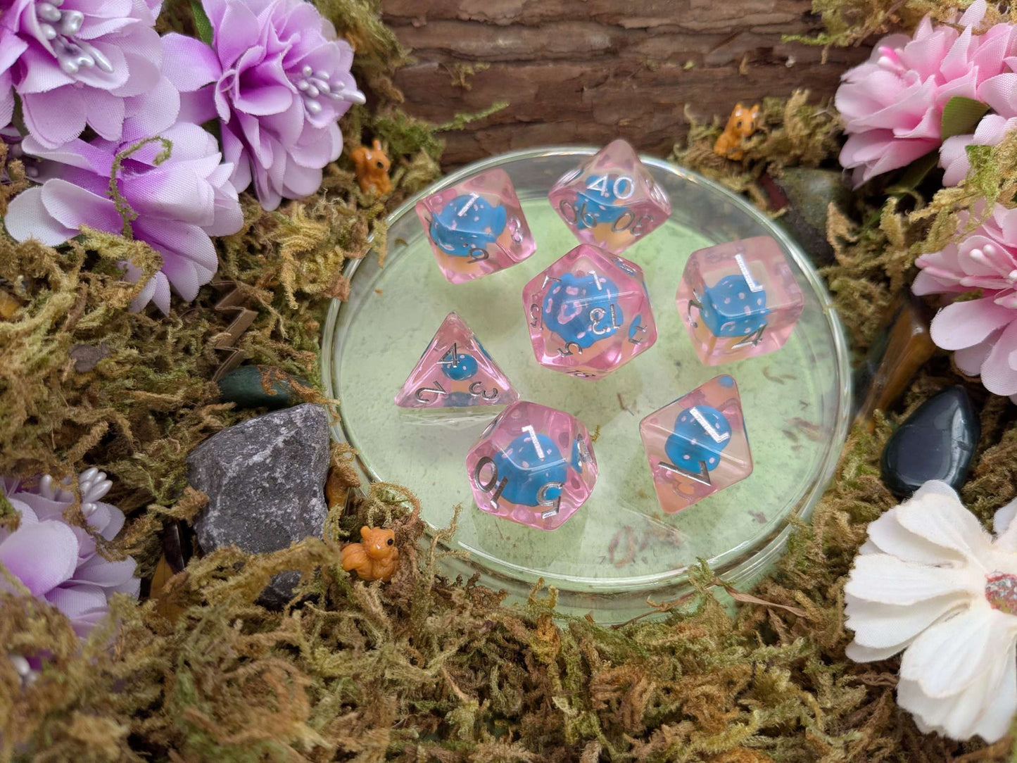 Light Blue Capped Mushrooms Inclusion Dice Set