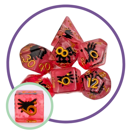 Black Spiders Inclusion Dice Set
