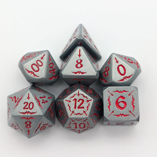 Emberforged Cleaver | Silver & Red Metal Arcana Dice Set