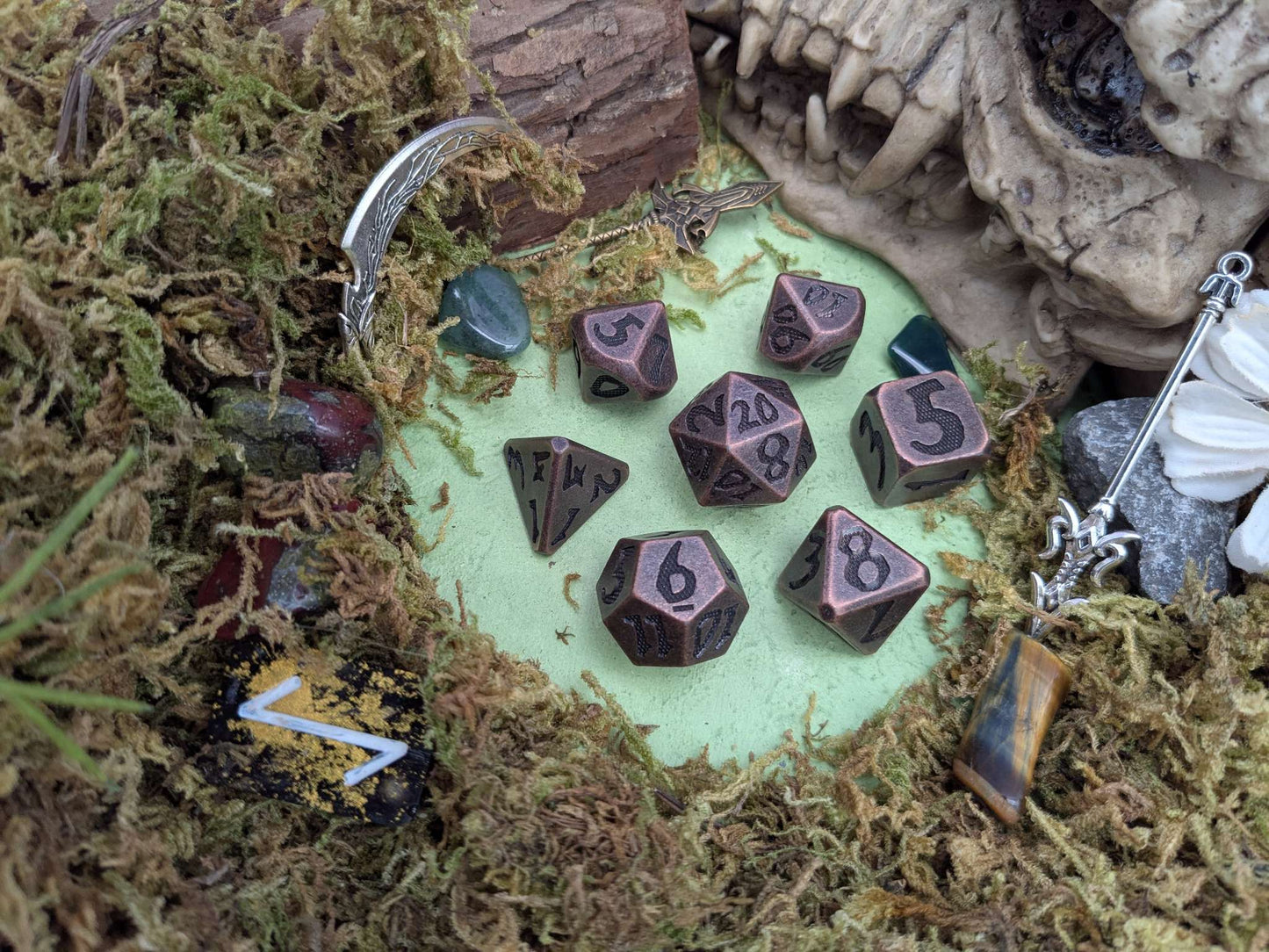 Large Number Copper Metal Core Dice Set