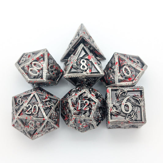 Skeleton Splatter Metal Core Dice Set