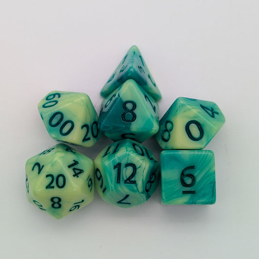 Green Swirl Dice Set