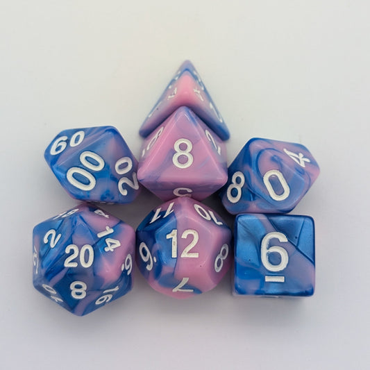 Tie Dye Pink and Blue Dice Set