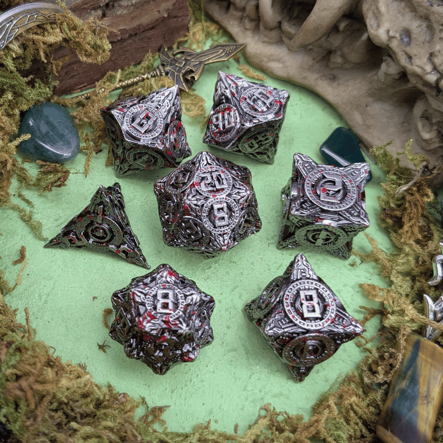 Engine Splatter Metal Core Dice Set
