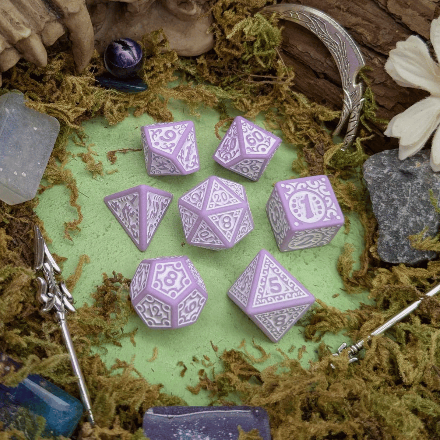 Ornate Lavender Dice Set