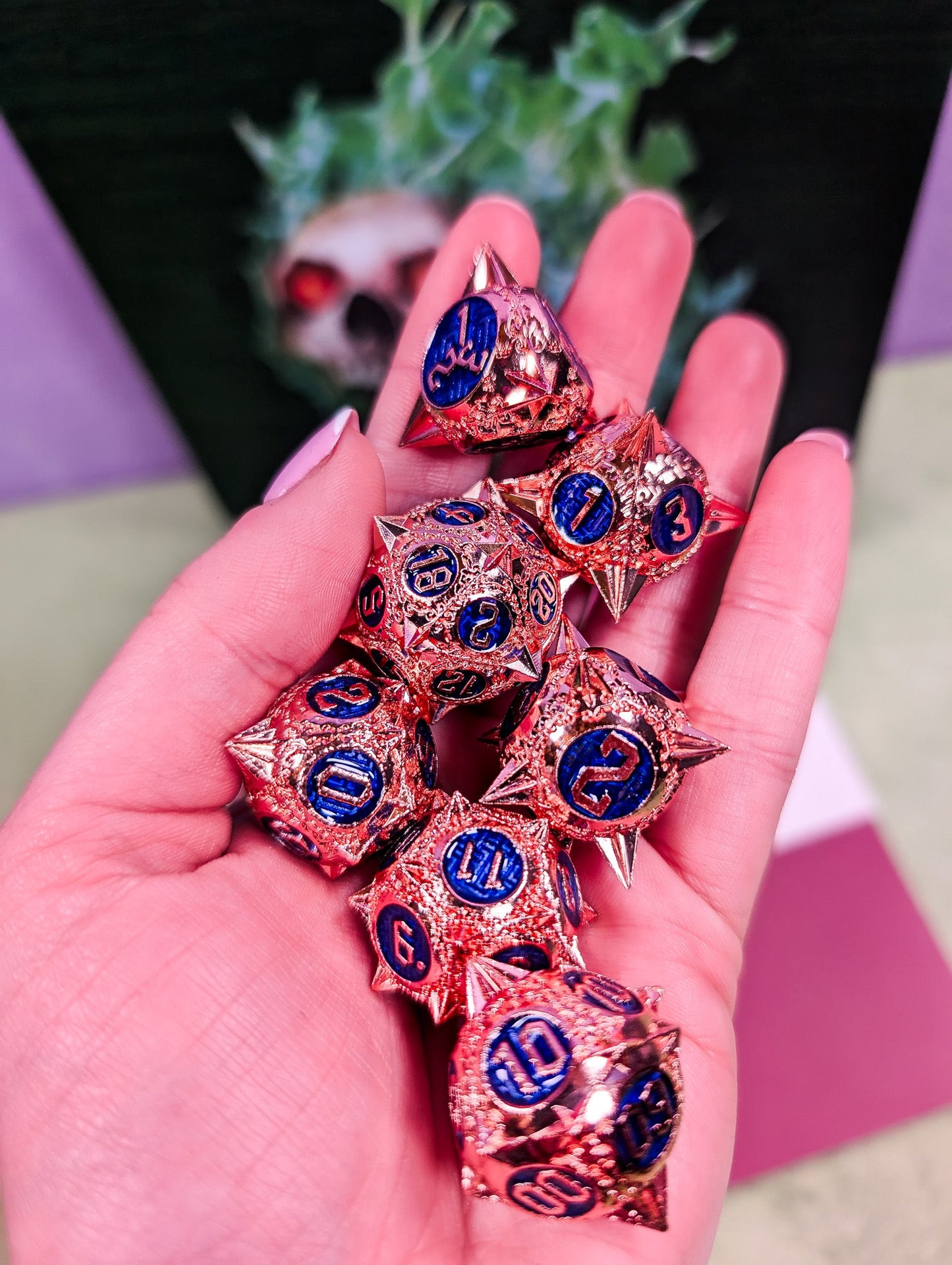 Thorns of the Blue Rose | Metal Caltrop Dice Set