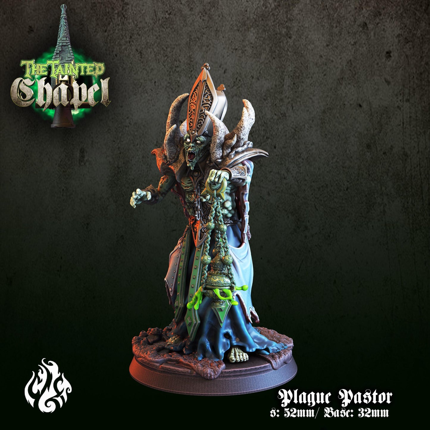 Plague Pastor 3d printed proxie Wargames comes with 32mm base