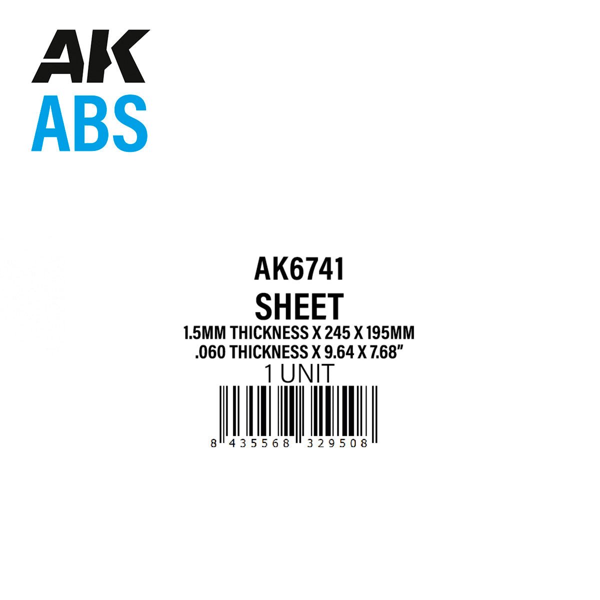 AK Interactive - 1.5mm Thickness X 245 X 195mm - ABS Sheet (AK6741)
