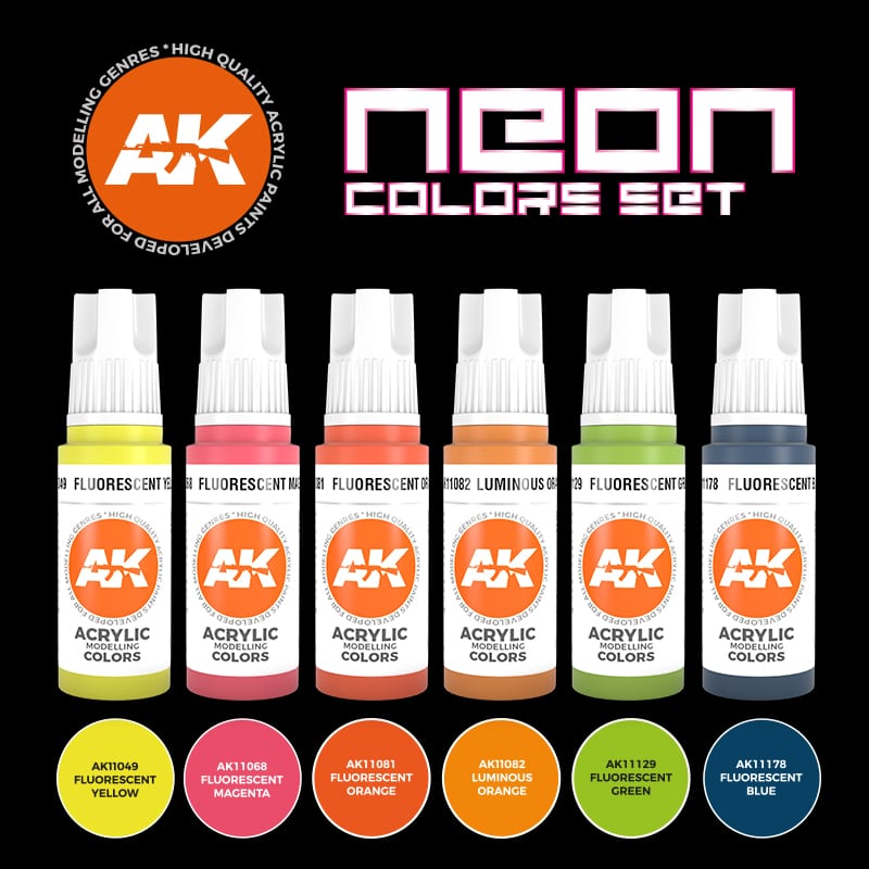 AK Interactive 3rd Gen Acrylic Neon Colors Set (AK11610)