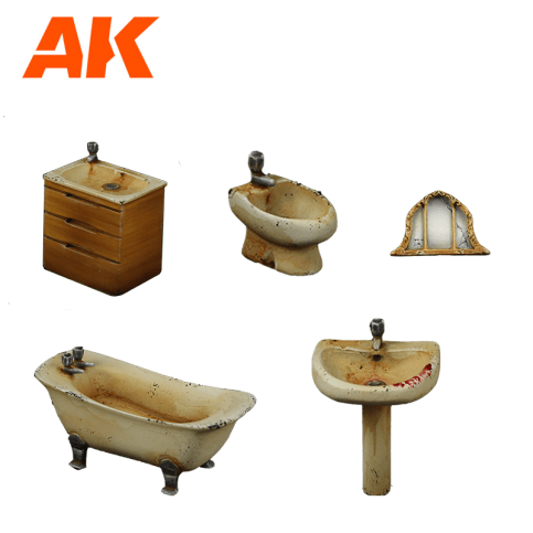 AK Interactive Bathroom Wargame Set (Resin 30-35mm) (AK1354)