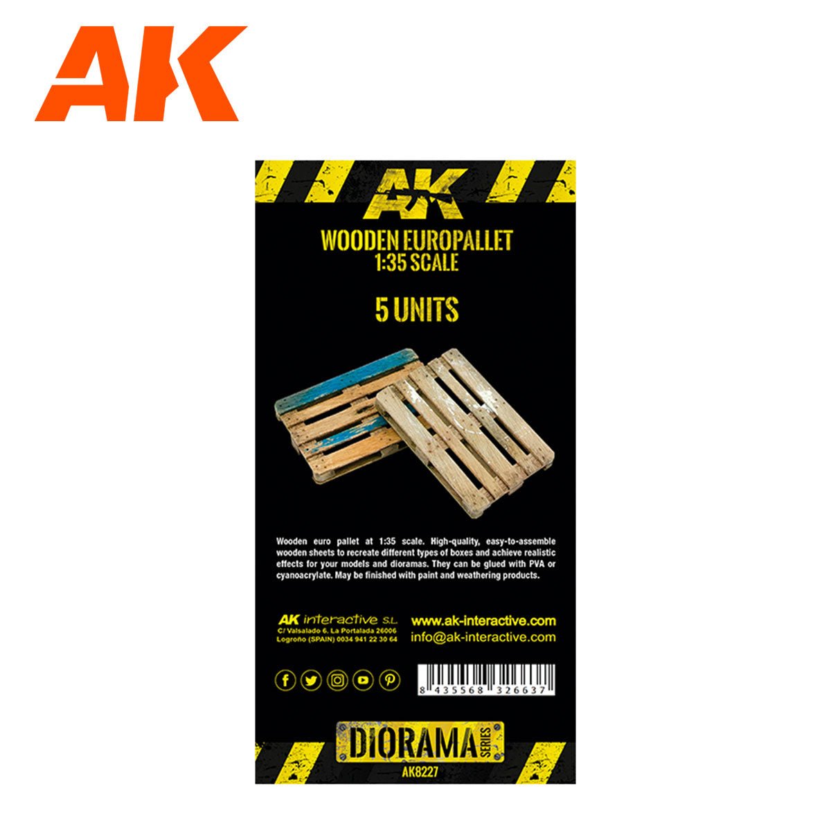 AK Interactive Laser Cut Wooden Euro Pallet 1:35 (5 Units) (AK8227)