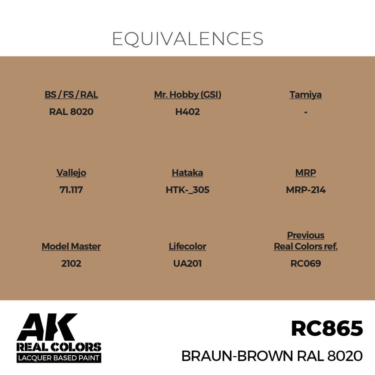 AK Interactive Real Colors - Braun-Brown RAL 8020 (RC865)