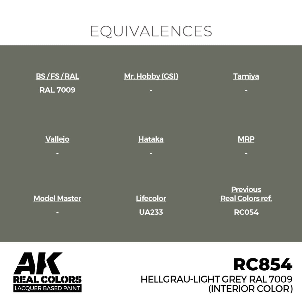 AK Interactive Real Colors - Hellgrau-Light Grey RAL 7009 (Interior Color) (RC854)