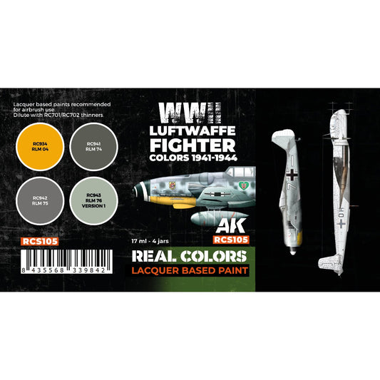 AK Interactive Real Colors - Luftwaffe Fighter Colors 1941-1944 Set (RCS105)