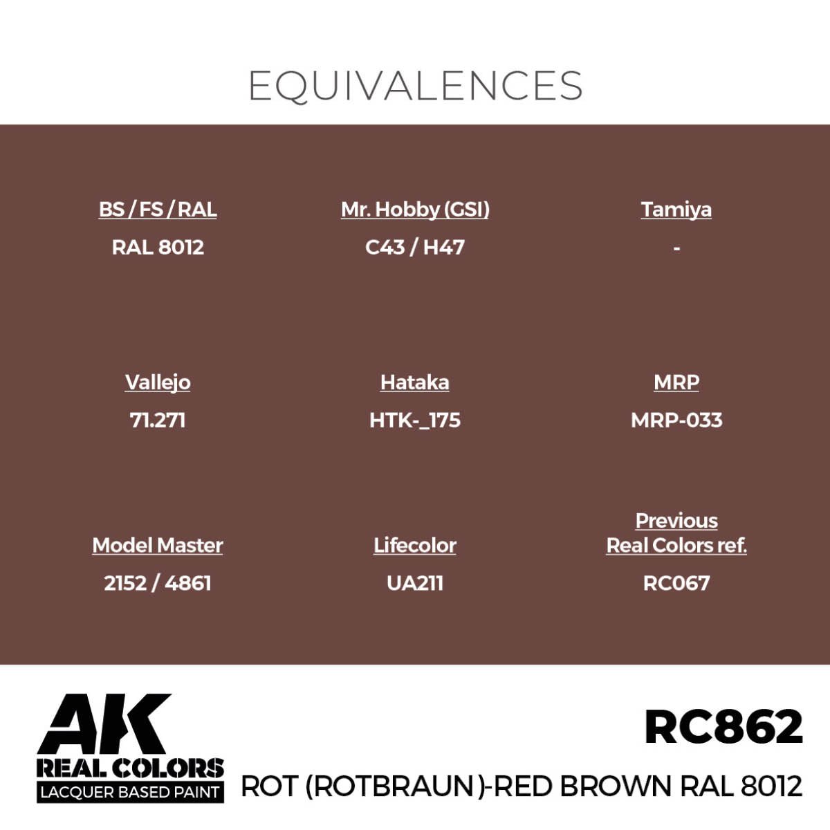 AK Interactive Real Colors - Rot (Rotbraun)-Red (Red Brown) RAL 8012 (RC862)