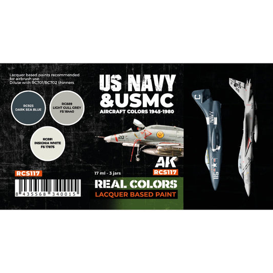 AK Interactive Real Colors - US Navy & USMC Aircraft 1945-1980 Set (RCS117)