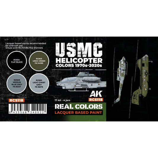 AK Interactive Real Colors - USMC Helicopter 1970s-2020s Set (RCS118)