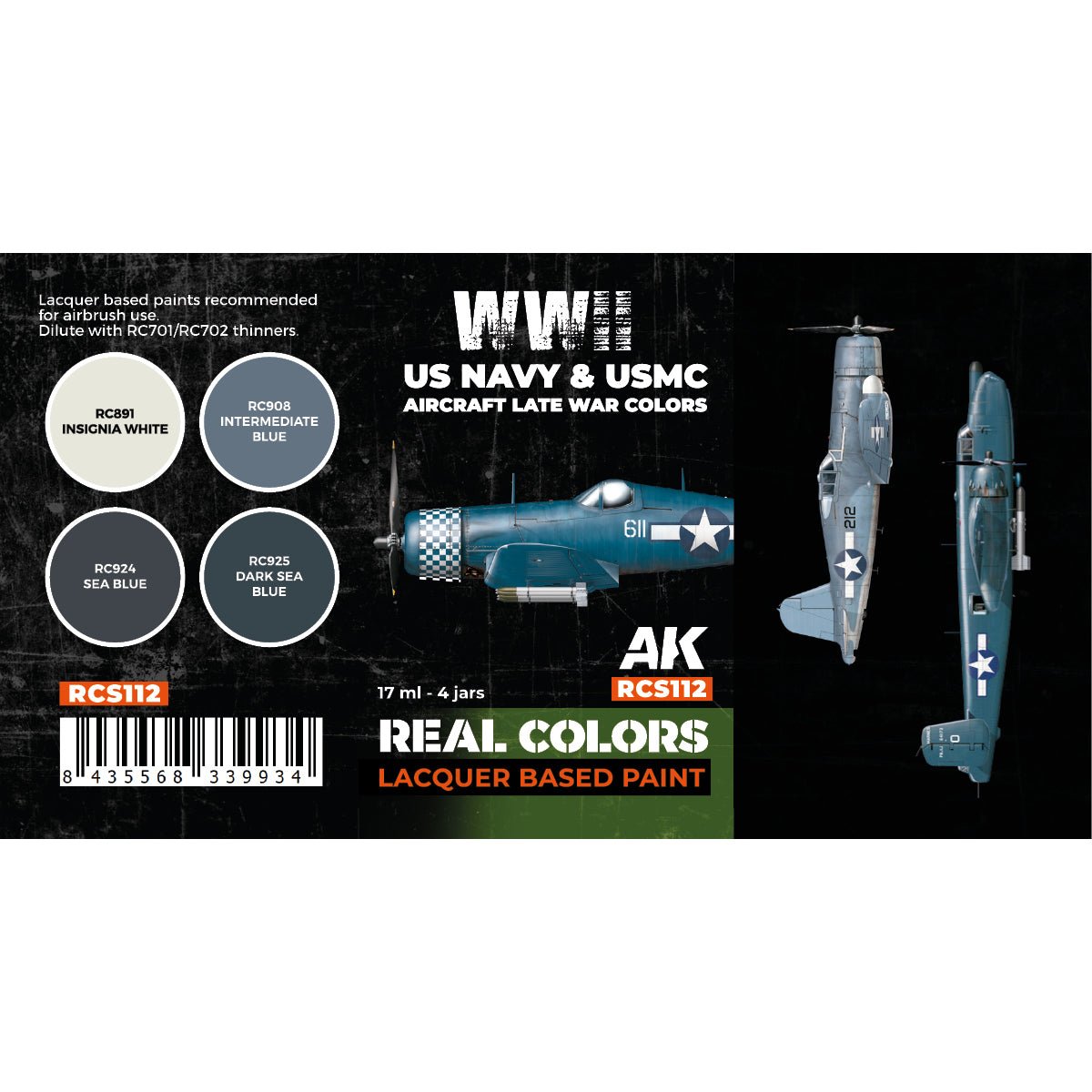 AK Interactive Real Colors - WWII US Navy & USMC Aircraft Late War Set (RCS112)