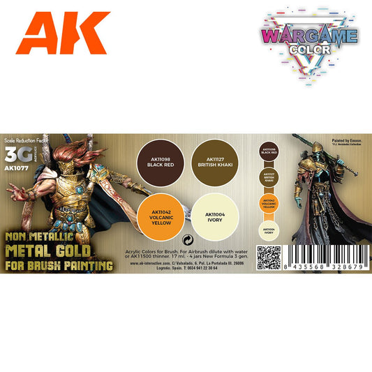 AK Interactive Wargame Color Set: Non-Metallic Metal Gold (AK1077)