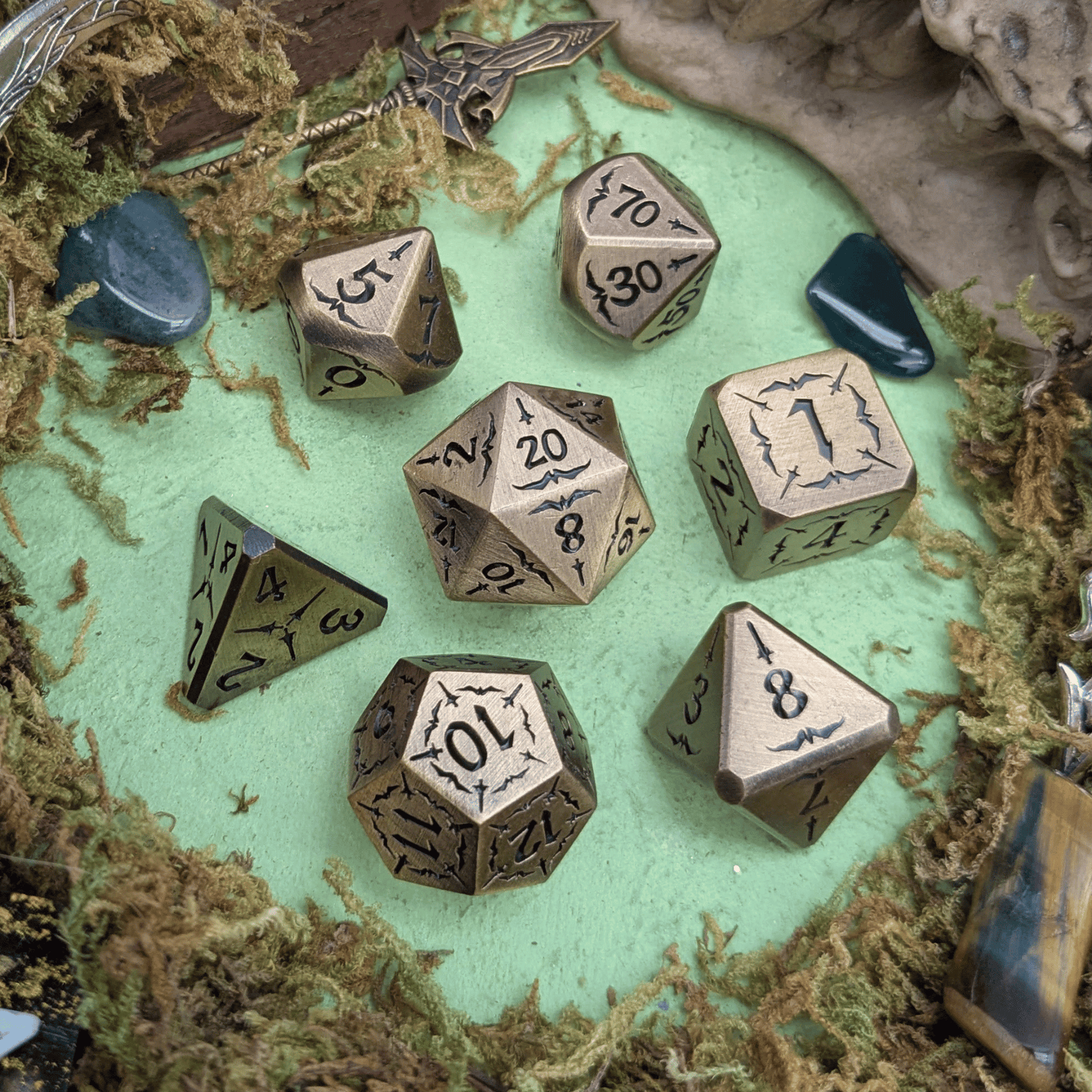Arcana Gold Metal Core Dice Set