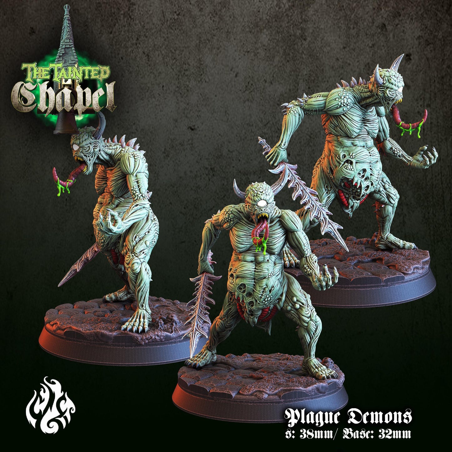 Plague Demons set of 2 3d printed proxie Wargames comes with 32mm base