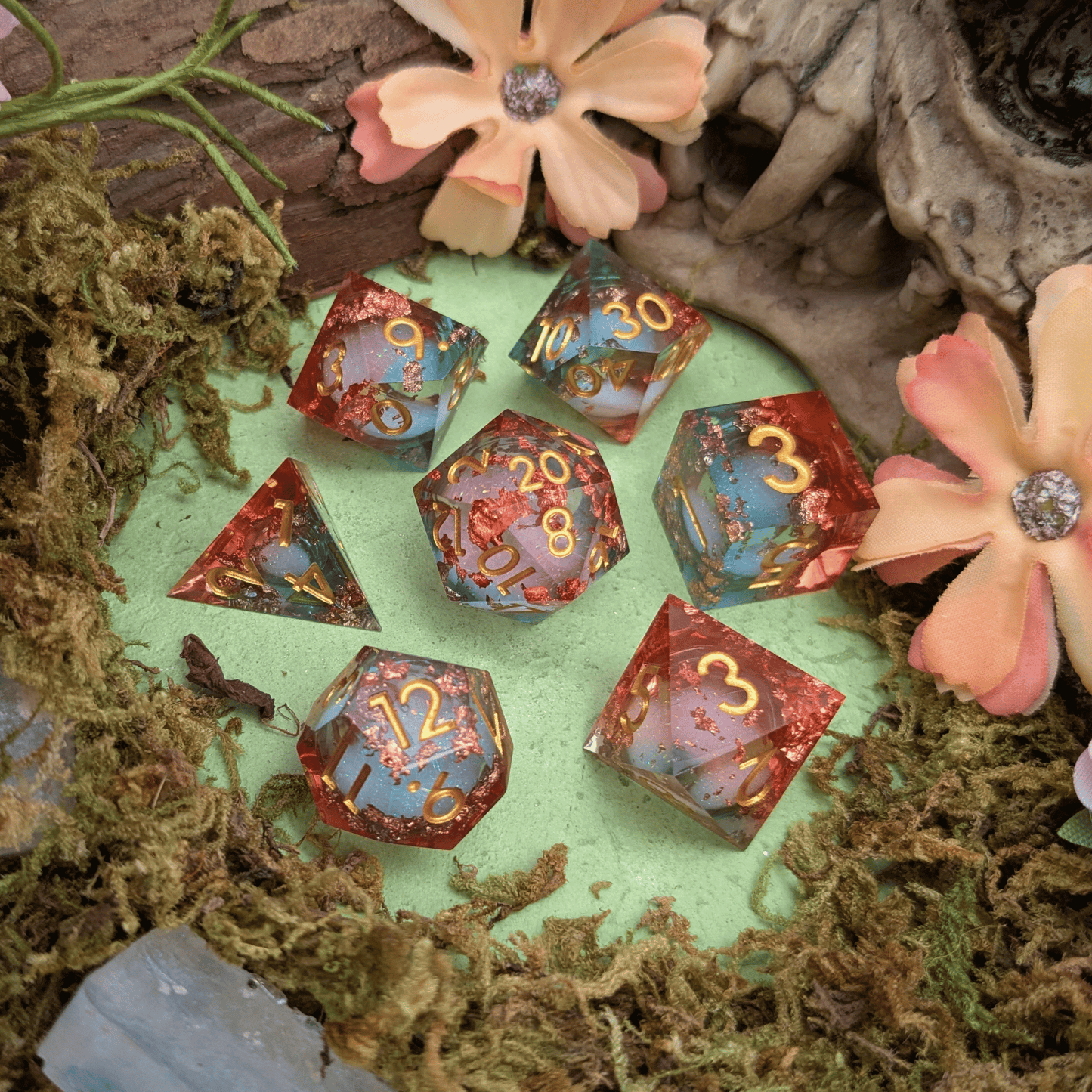 Foil Red and Blue Liquid Core Dice Set