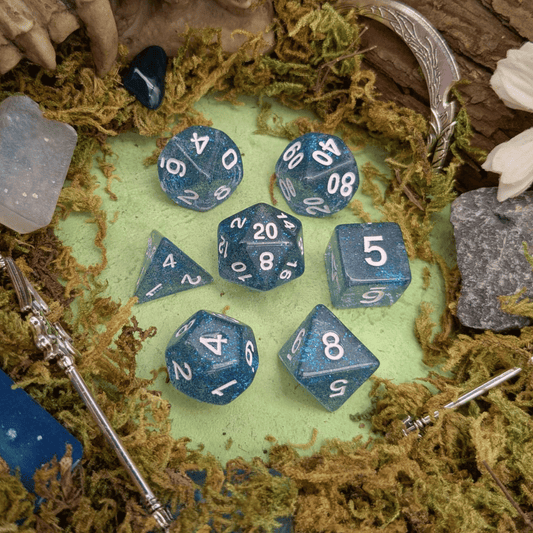 Navy Blue Glitter Dice Set
