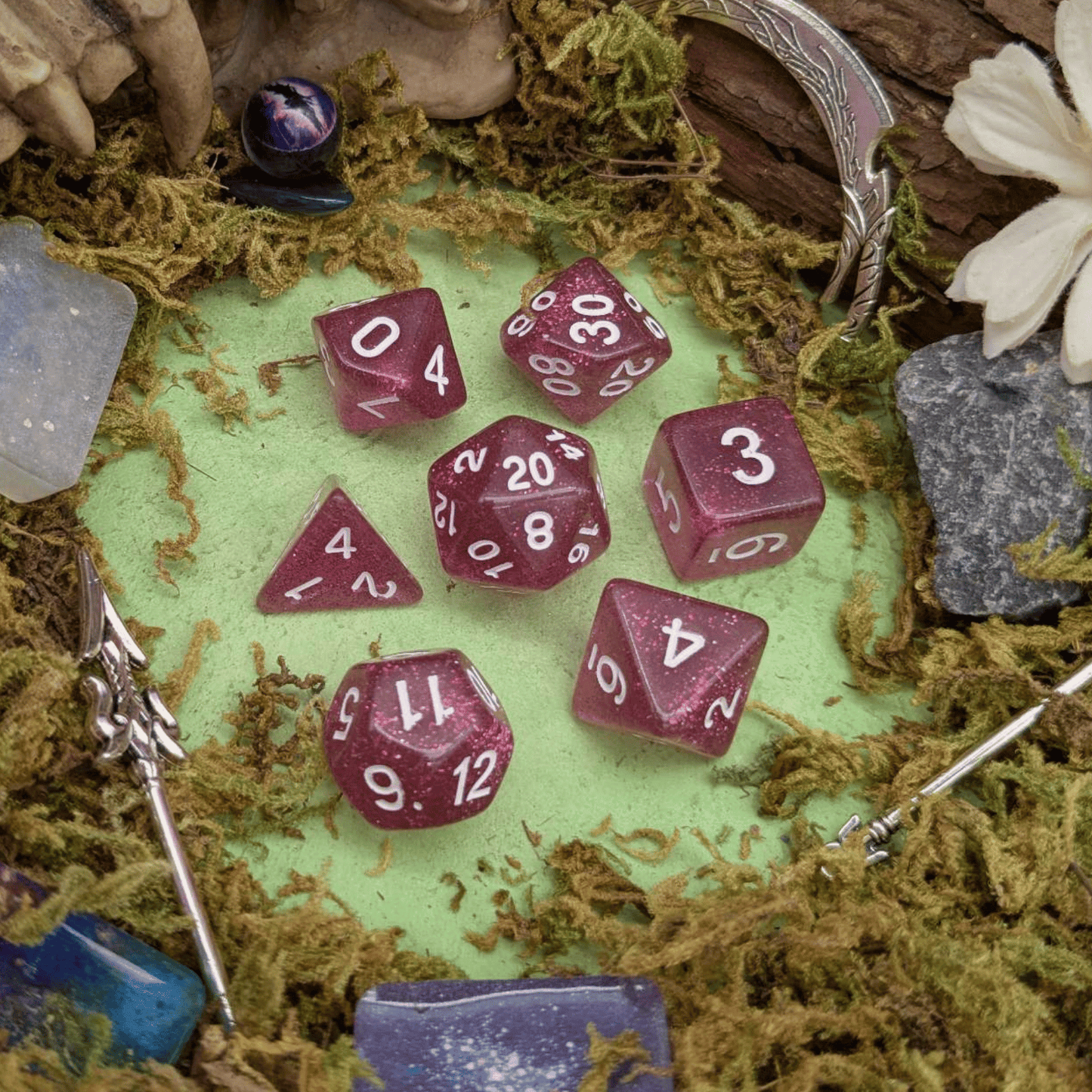 Glitter Orchid Dice Set