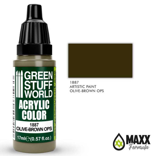Green Stuff World Acrylic Color Paint - OLIVE-BROWN OPS 17ml