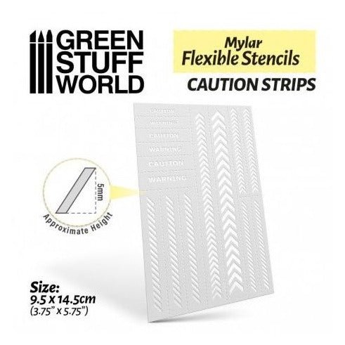 Green Stuff World - Mylar flexible stencils - Caution Strips (5mm)