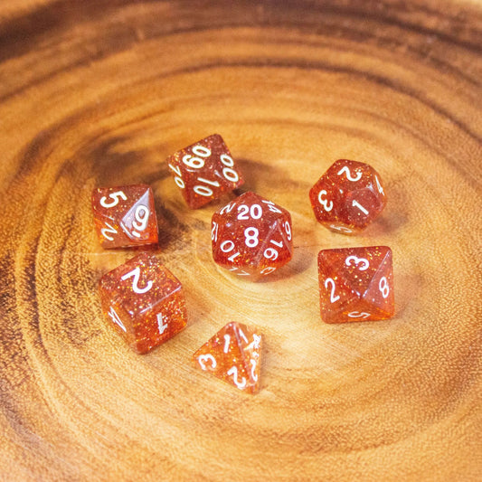 Amber Glitter Dice Set