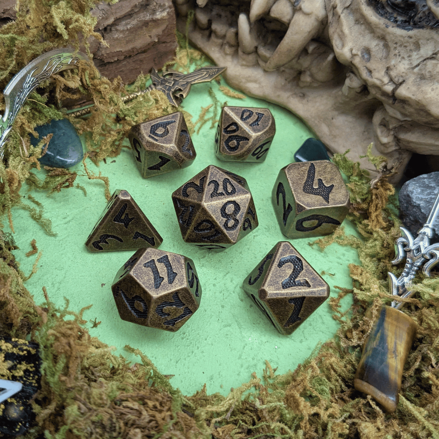 Large Number Brass Metal Core Dice Set