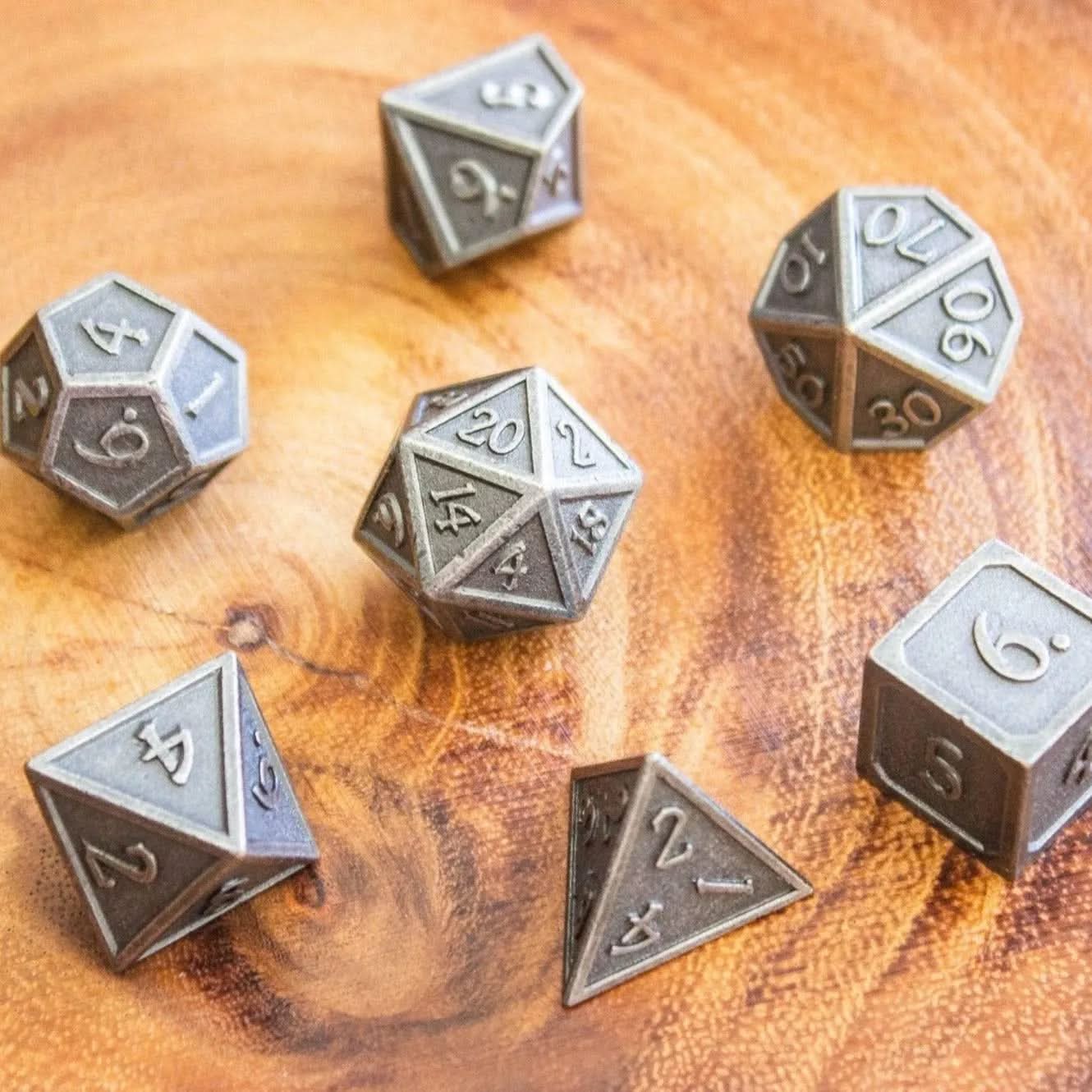 Full Silver Metal Dice Set