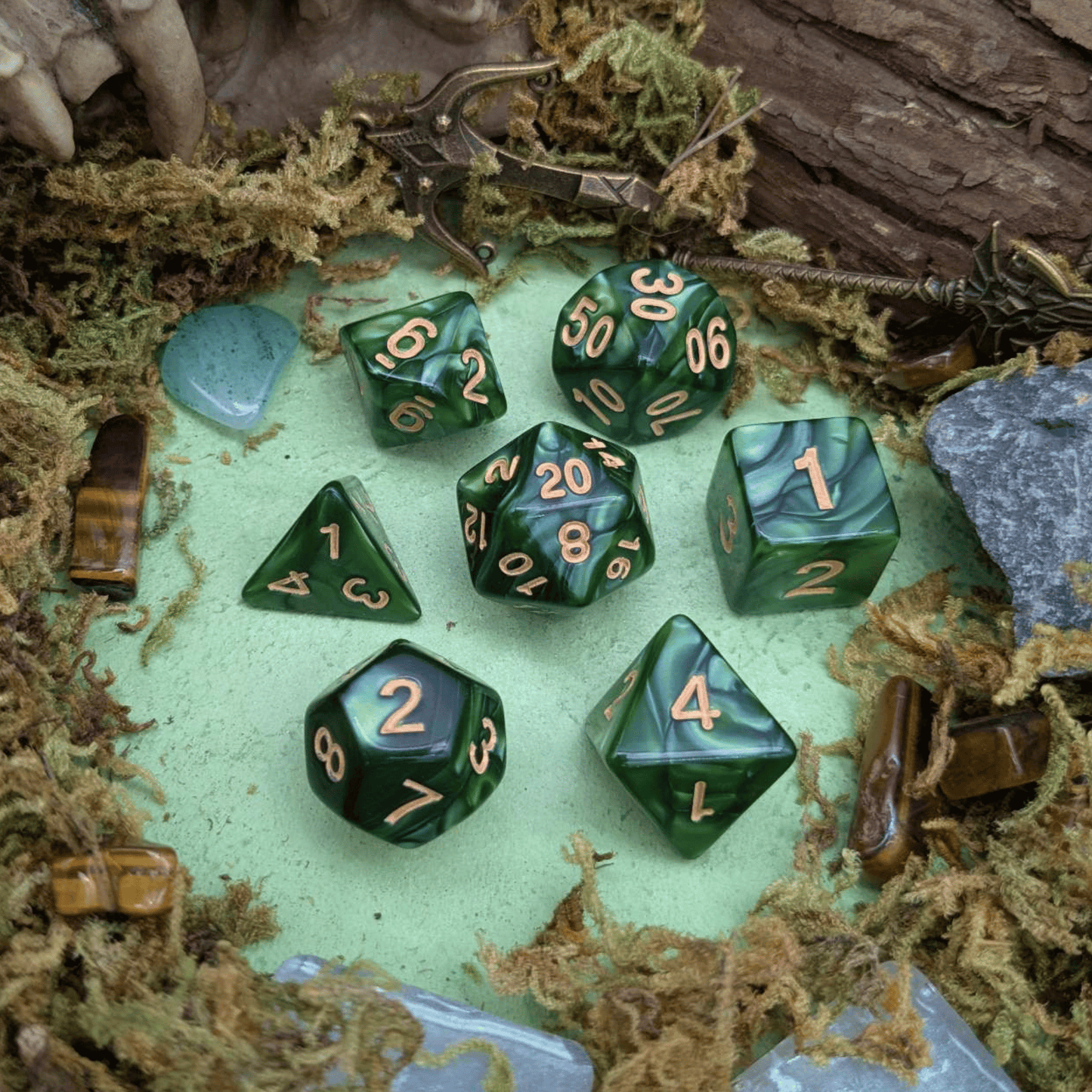 Pearl Jade Green Dice Set