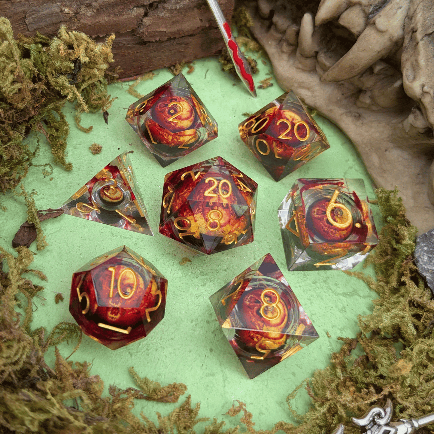 Skull Flame Liquid Core Dice Set